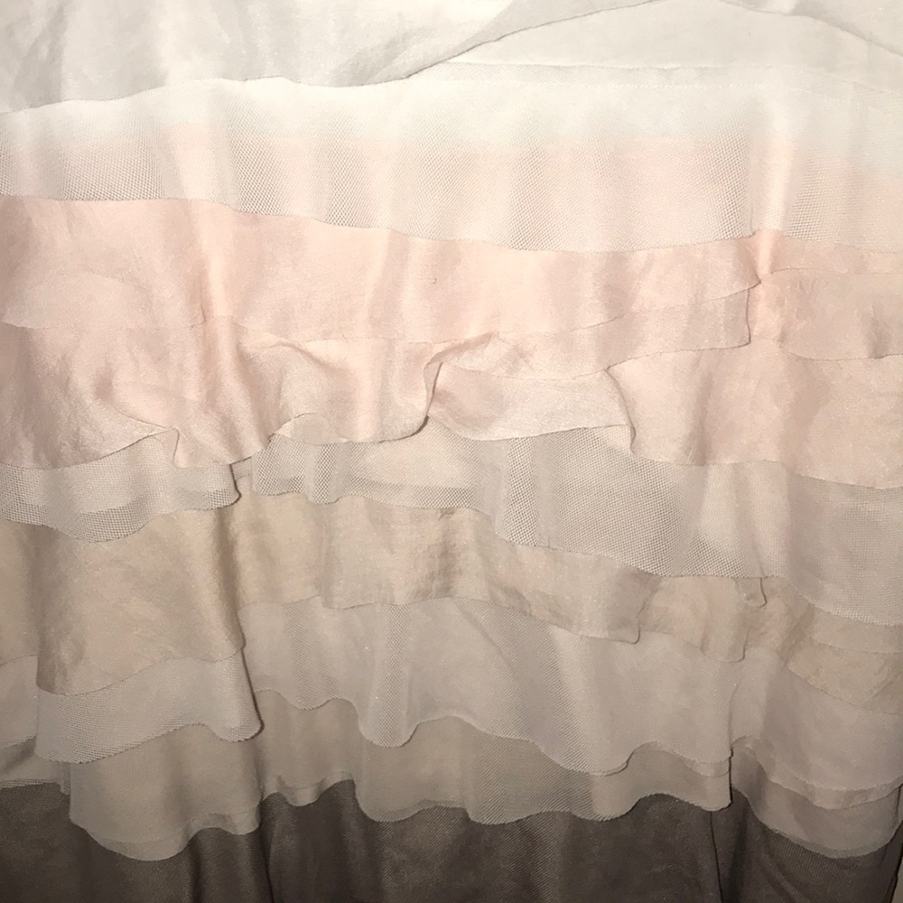 ruffle loft top with pinks and tans